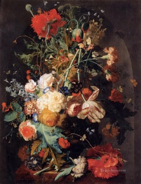  Huysum Lienzo - Jarrón de flores en una hornacina 2 Jan van Huysum